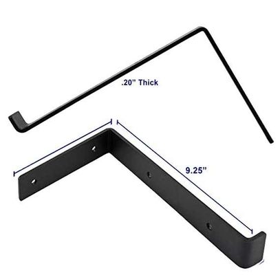 Pesado 5 6 7 8 9 polegadas preto revestimento em pó de metal Bracket L Flutuante parede de prateleira Brackets