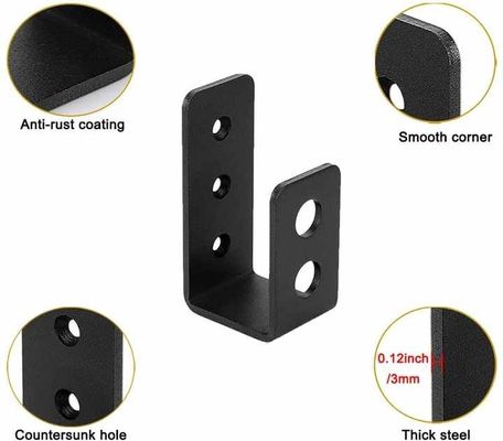 OEM Custom Black Powder Coated Stamping Metal U Forma Porta Barricada Brackets