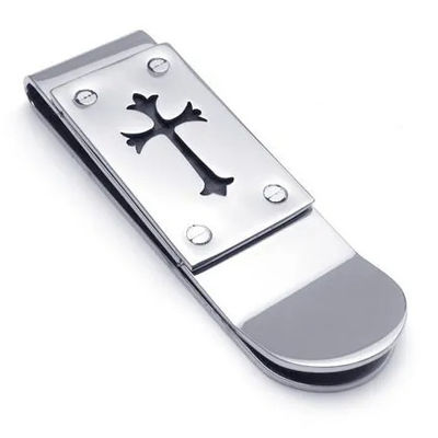Clipes de caneta de dinheiro padrão portador de etiqueta de punção personalizado de aço inoxidável Slim Card Id Homens Mulheres Carteira Peças de carimbo de metal