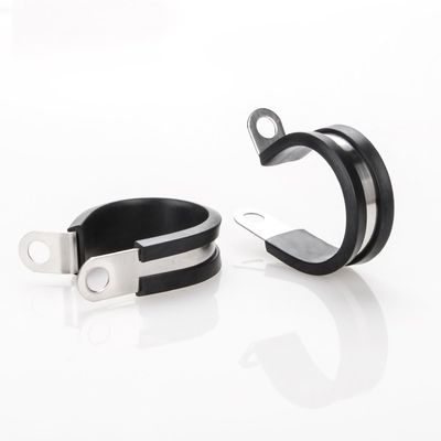 Grampos de tubos de borracha com revestimento de borracha P Clips de tubos de borracha Grampos de tubos de aço inoxidável INOX 304 durável R Tipos de mangueira Grampos de tubos de bloqueio rápido