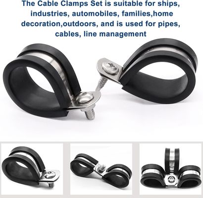 Grampos de tubos de borracha com revestimento de borracha P Clips de tubos de borracha Grampos de tubos de aço inoxidável INOX 304 durável R Tipos de mangueira Grampos de tubos de bloqueio rápido