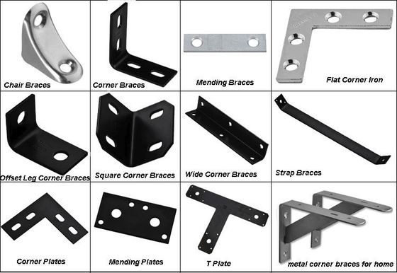 Bracket de canto em forma de L de lado único galvanizado para construção de parede